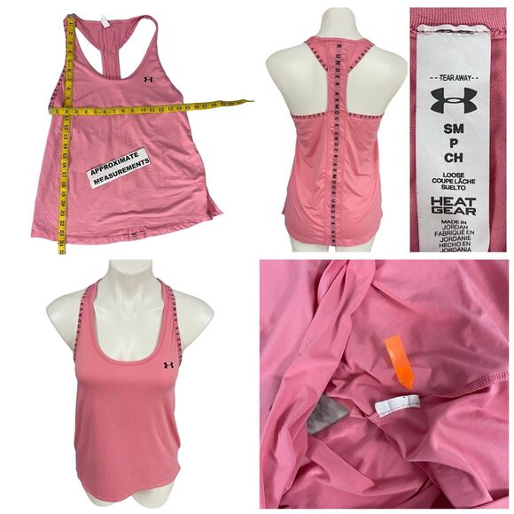 Under Armour Tank Top Womens Small Pink Loose Coupe Lache Athleisure Gym Run - Picture 8 of 10